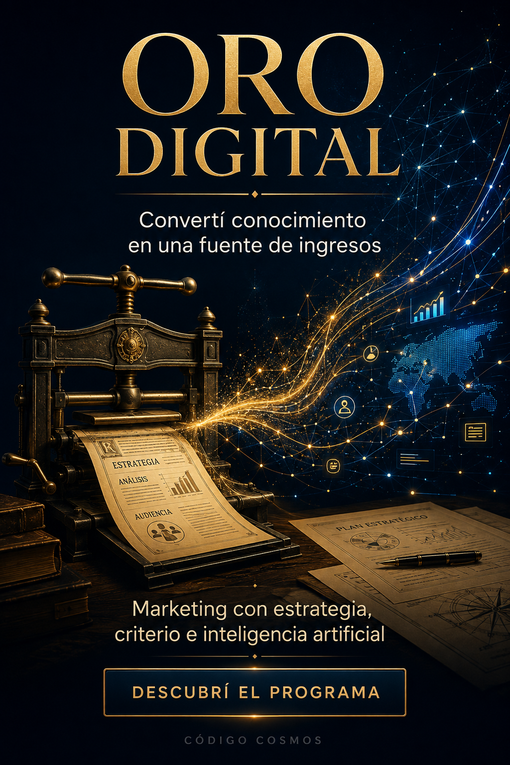 Pieza promocional vertical de ORO DIGITAL para Pinterest